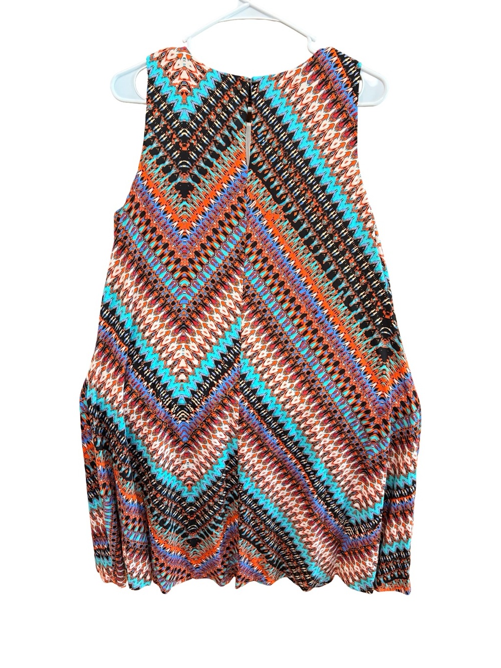 AK Anne Klein Multicolor Geometric Chevron Sleeveless A-Line Dress Size Large NW - Picture 4 of 10